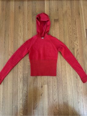 Frankies Bikinis Cloud Knit Hazel Knit Hoodie - “heartstrings” red size M